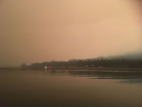 smoke from the Creek Fire at Bass Lake